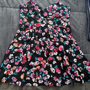 Express Black Dress with Vibrant Floral Pattern